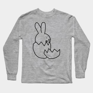 Cute Easter Bunny Hatching from Egg Outline Long Sleeve T-Shirt